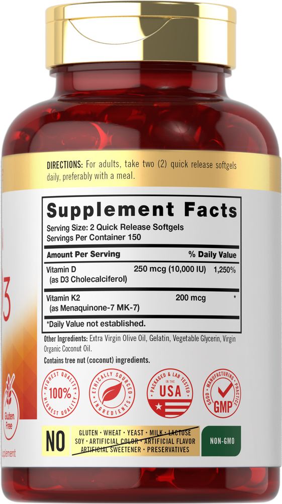 Bottle of 300 red quick release softgels with serving size of 2 softgels per dose.