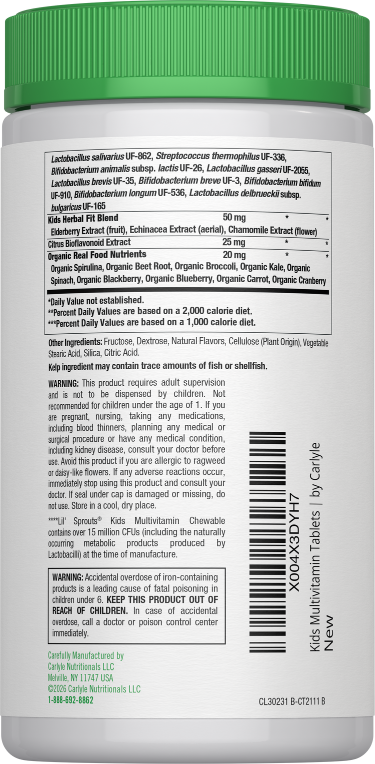 ChildLife Kid's Multivitamin and Probiotic bottle with 50 chewable tablets.