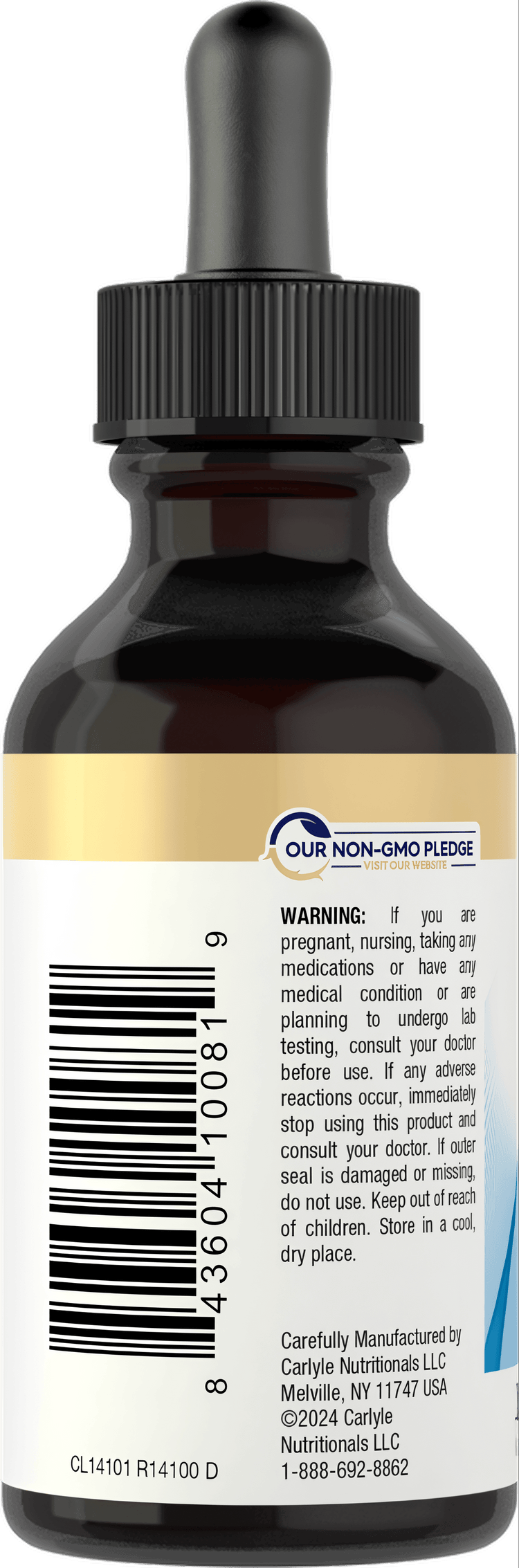 Biotin 10mg/mL liquid in a 2 fl oz dropper bottle held in hand, showcasing product size and packaging.