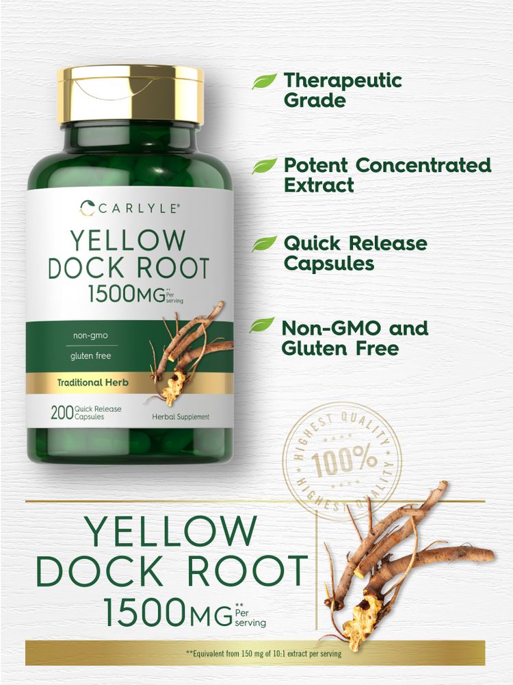 Dried Yellow Dock Root pieces. 1500 MG equivalent from 150 mg of 10:1 extract per serving. Weighing on hand scale.