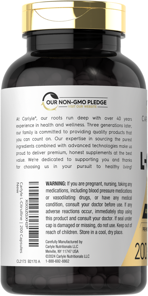 Carlyle L-Citrulline bottle containing 200 capsules.