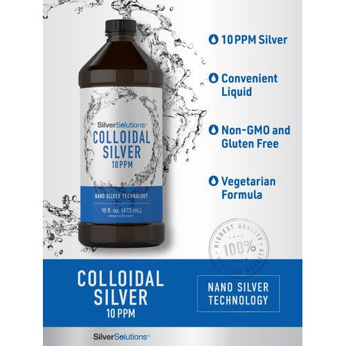 View 3 16 fl. oz. bottle of Colloidal Silver 10 PPM liquid (473 mL) shown on scale.