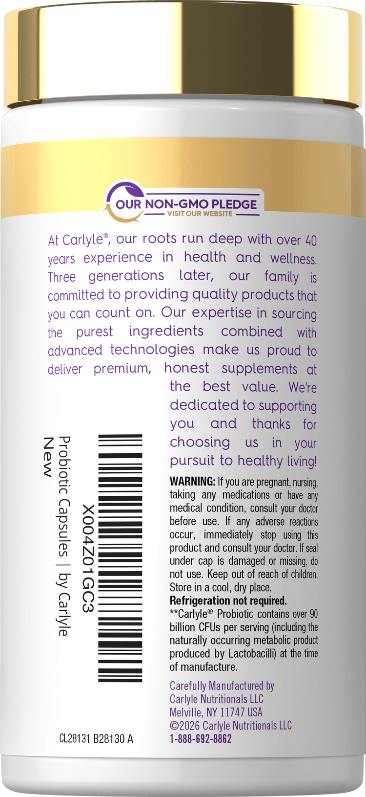 CL Probiotic supplement featuring 90 billion CFU in a 120-capsule bottle.