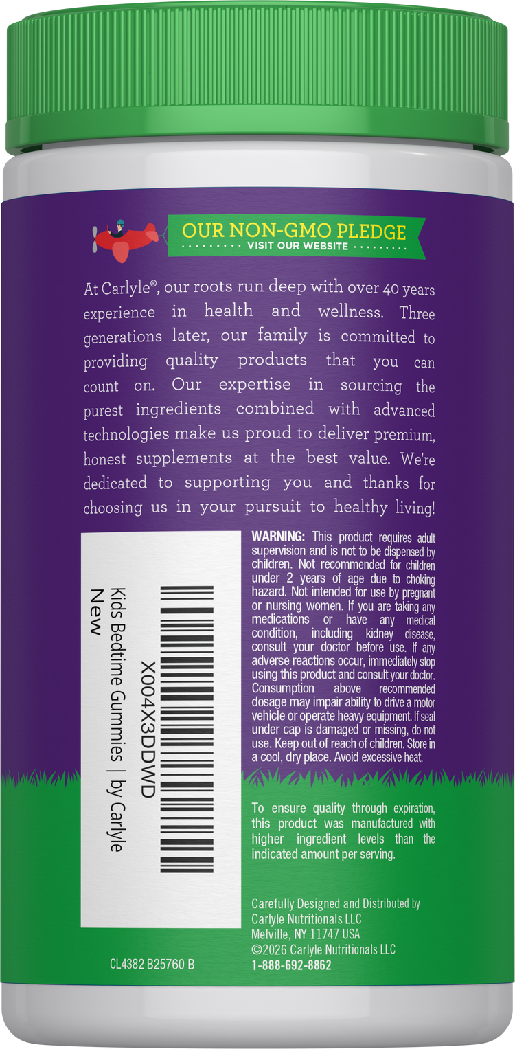 Children's melatonin gummies with 60 count, featuring Cl Kids Mag.