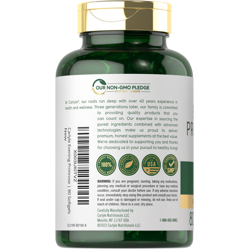 View 3 Hand holding a bottle of Carlyle EPO 1000 mg with 80 softgels.