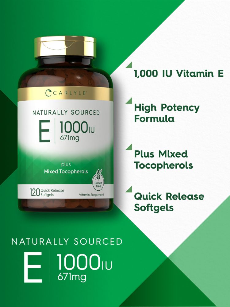 Hand holding Quick Release Softgels, 1,000 IU Vitamin E, 671mg, depicted on a bulk scale for measuring supplement weight.