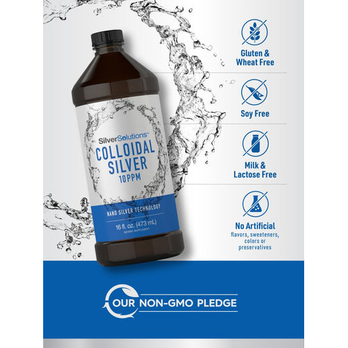 View 4 Colloidal Silver Liquid bottle: Gluten & Wheat Free, Soy Free, Milk & Lactose Free, No Artificial Flavors/Sweeteners/Colors/Preservatives
