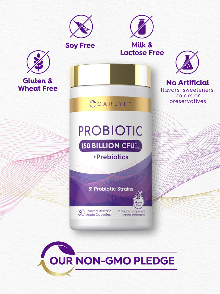 Probiotic bottle: Soy Free, Milk & Lactose Free, Gluten & Wheat Free, No Artificial Flavors/Sweeteners/Colors/Preservatives, Non-GMO