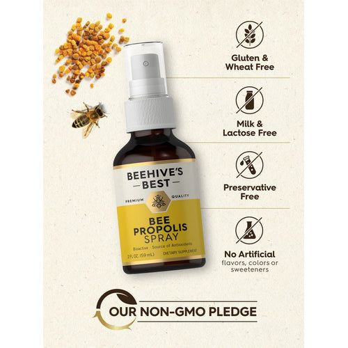 View 5 Bee Propolis Spray bottle: Gluten & Wheat Free, Milk & Lactose Free, Preservative Free, No Artificial flavors, colors or sweeteners