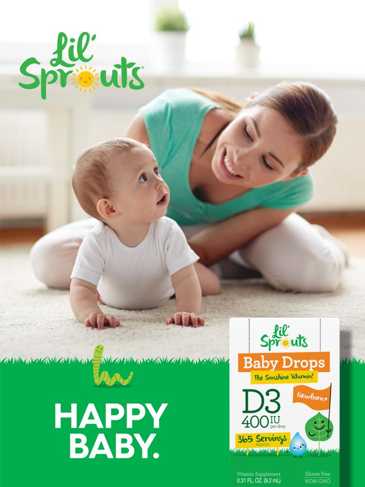 A box of Lil' Sprouts Baby Drops, 0.31 FL. OZ. (9.2 mL).