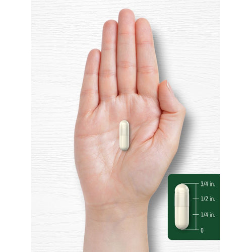 View 7 A hand holds a 3/4 inch long capsule on a pocket scale.