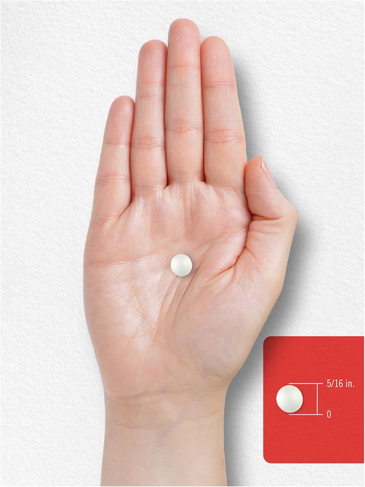 A white round tablet measuring 5/16 inches in diameter, suitable for bulk scale use.