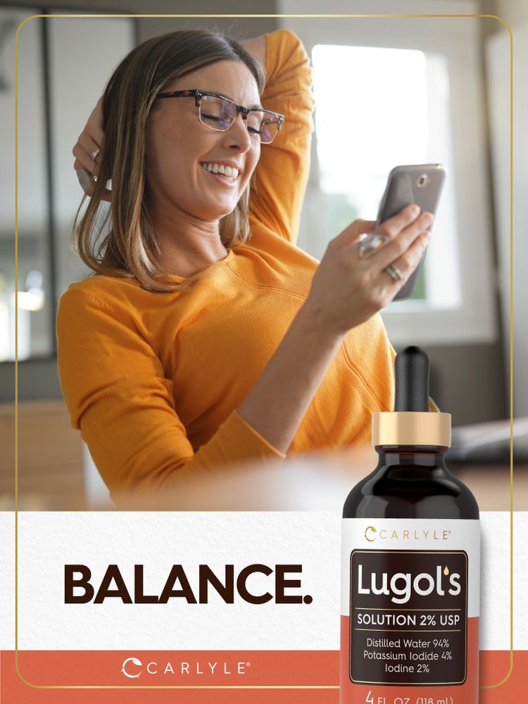 A 4 fl oz (118 ml) dropper bottle of Carlyle Lugol's Solution 2% USP.