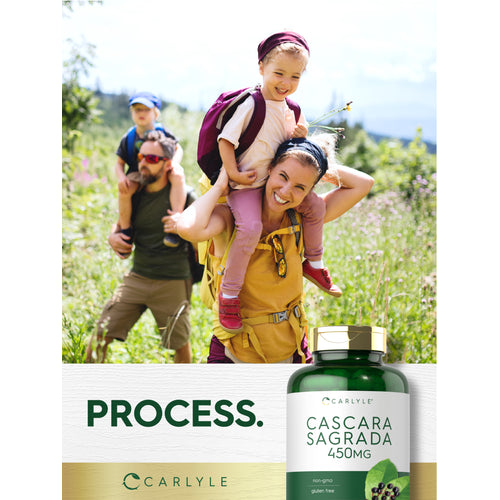 View 6 A family enjoying an outdoor hike with a bottle of Carlyle Cascara Sagrada.