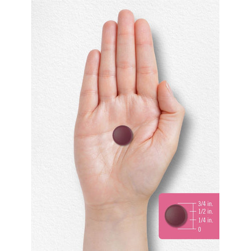 View 8 A round dark red gummy measures 3/4 inch in diameter.