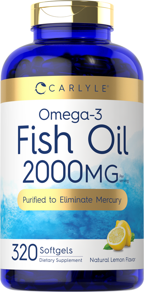 Carlyle Omega-3 Fish Oil 2000MG offers 320 softgels, showcasing a large quantity ideal for users desiring a bulk purchase.