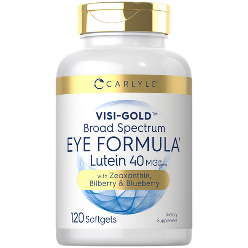 View 1 A hand holding CL Broad Spectrum Eye Formula bottle containing 120 softgels, emphasizing vision health support.