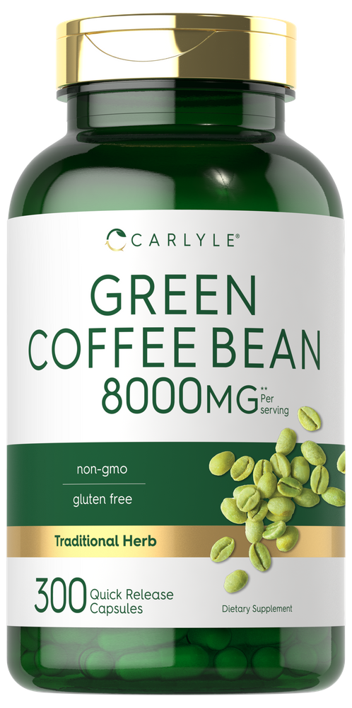 Green Coffee Bean supplement with 8000MG per serving, available in 300 quick release capsules.