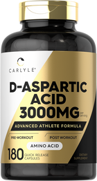 D-Aspartic Acid 3000 mg, 180 capsules for quick release.