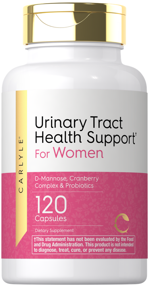 Carlyle Urinary Tract Health Support for Women, featuring D-Mannose, Cranberry Complex, and Probiotics, 120 Capsules.