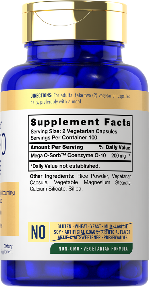 Carlyle Co Q10 200 mg Vegetarian Capsules on a hand scale.