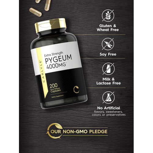 View 4 Hand holding a scale with 200 quick release capsules of Pygeum, each containing 4000 mg, displaying bulk package size.